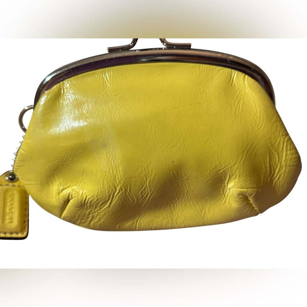 Yellow Leather Kiss-Lock Clutch Wallet - Picture 11 of 13